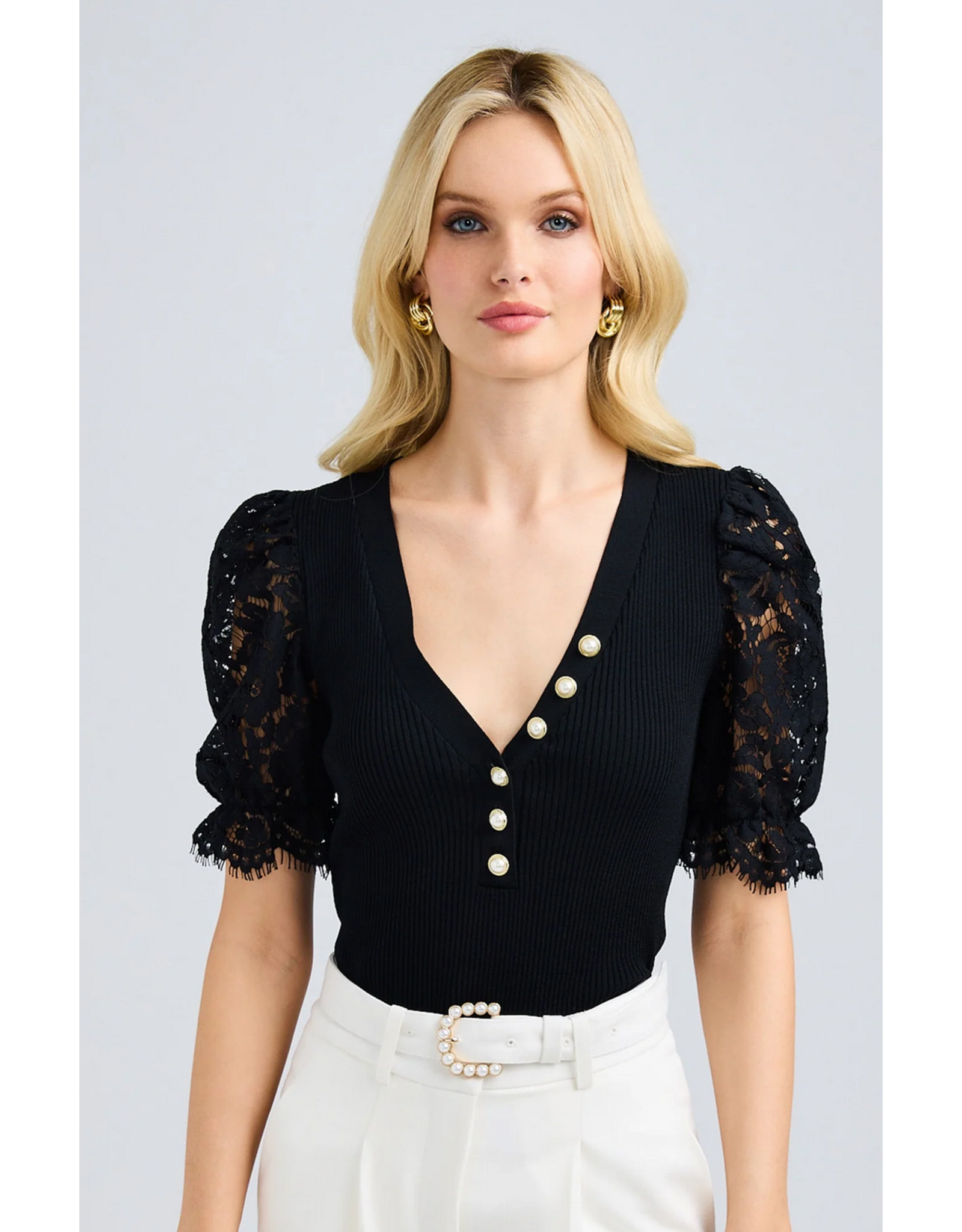 Generation Love GENERATION LOVE:: MERYL LACE COMBO SWEATER