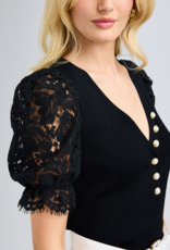 Generation Love GENERATION LOVE:: MERYL LACE COMBO SWEATER Generation Love GENERATION LOVE:: MERYL LACE COMBO SWEATER