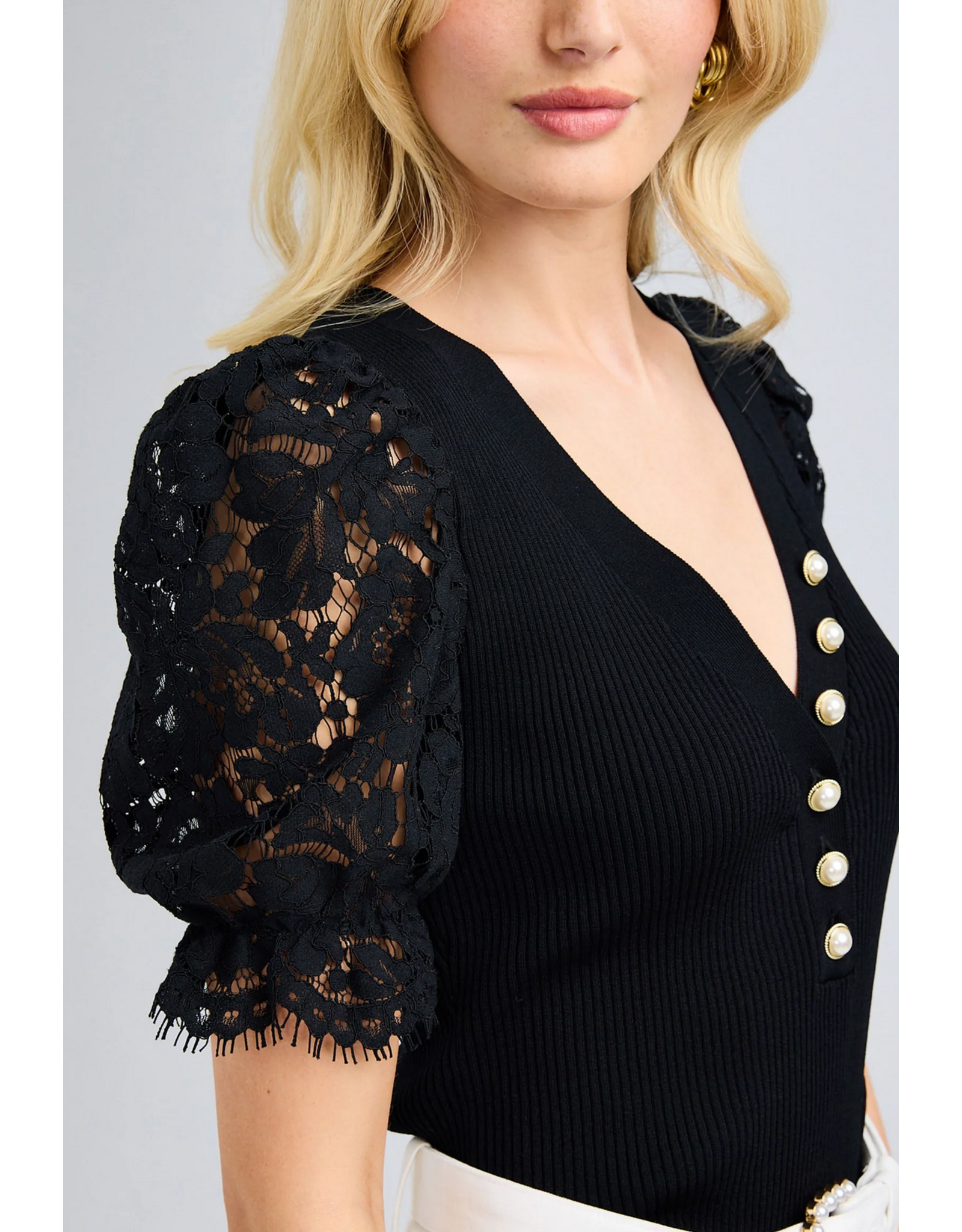 Generation Love GENERATION LOVE:: MERYL LACE COMBO SWEATER