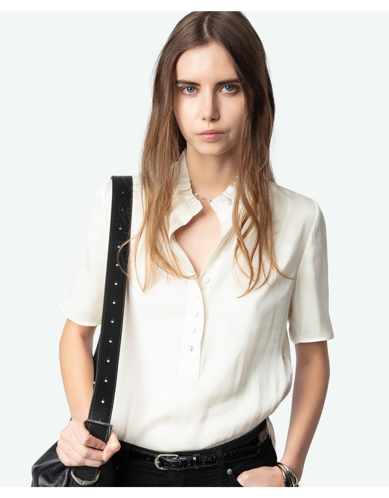 Zadig & Voltaire ZADIG & VOLTAIRE:: TOPHER RUCHED SATIN TOP