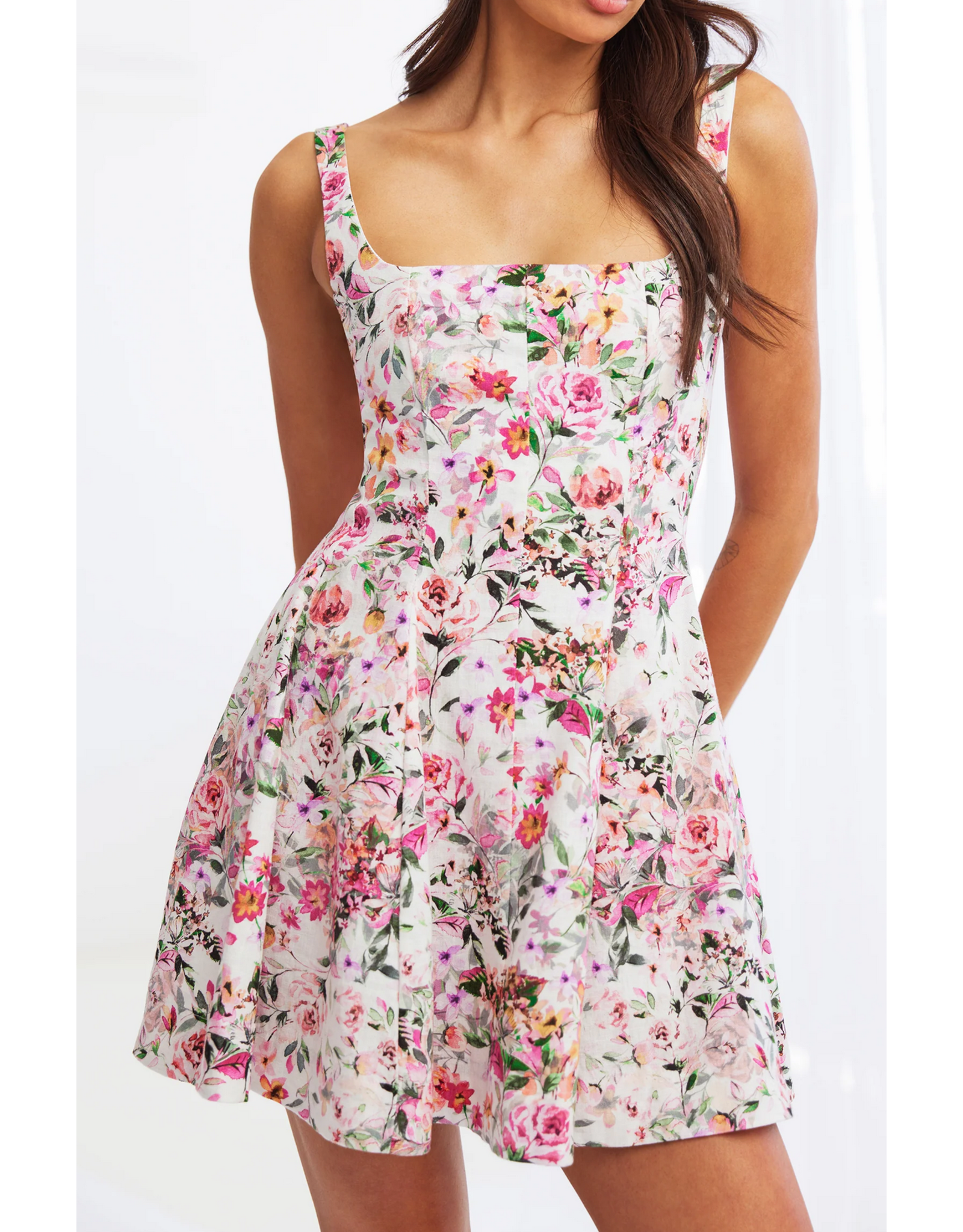 Generation Love GENERATION LOVE:: COURTNEY FLORAL LINEN DRESS