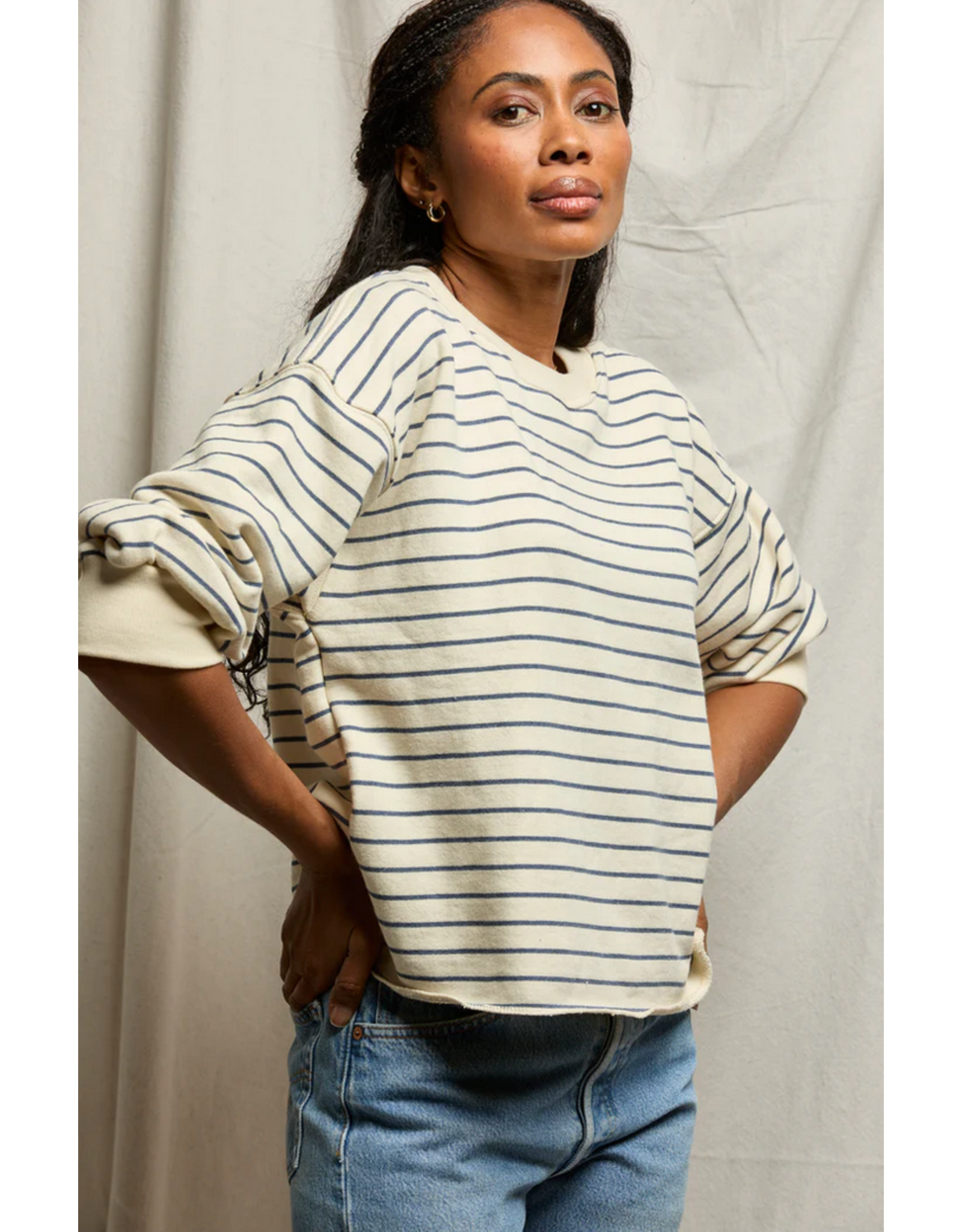 Perfect White Tee PERFECT WHITE TEE:: NIALL STRIPE SWEATSHIRT