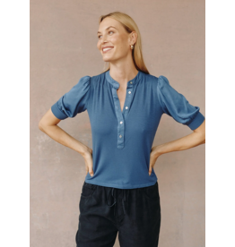 BELLA DAHL BELLA DAHL:: SHORT SLEEVE PLACKET MIXED SHIRT