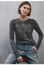 AUTUMN CASHMERE AUTUMN CASHMERE:: HERRINGBONE PRINT RAW EDGE CREW