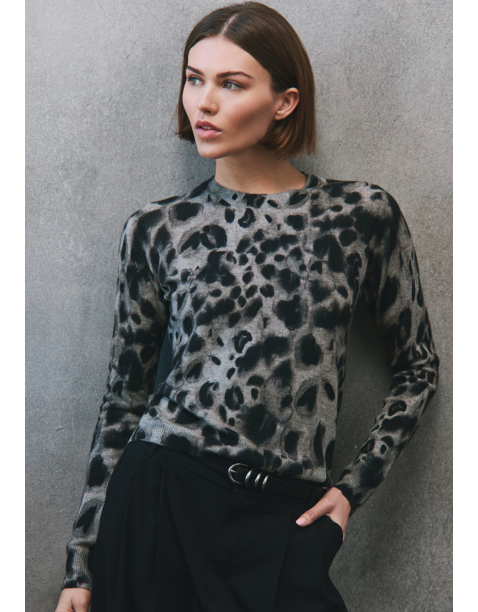 AUTUMN CASHMERE AUTUMN CASHMERE:: WATERCOLOR PRINT CHEETAH CREW