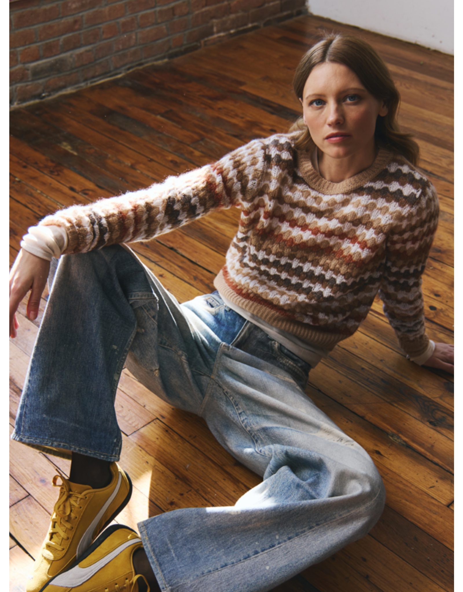 AUTUMN CASHMERE AUTUMN CASHMERE:: MULTI COLOR FANCY STITCH CREW