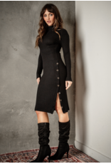 Red Haute RED HAUTE:: MOCK NECK BUTTON SLIT DRESS