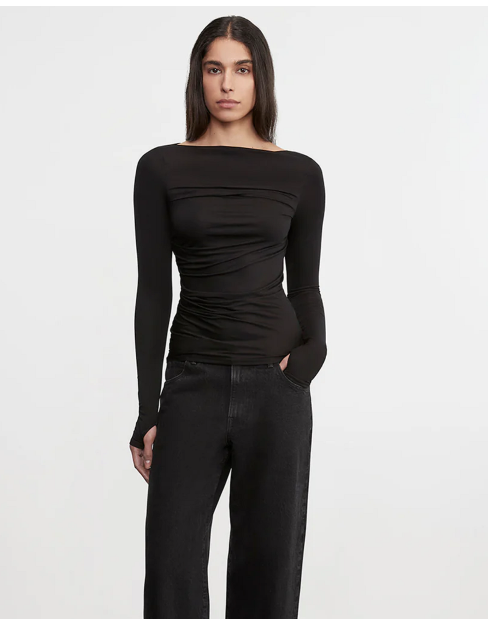 ENZA COSTA ENZA COSTA:: FLUID JERSEY DRAPED BOATNECK
