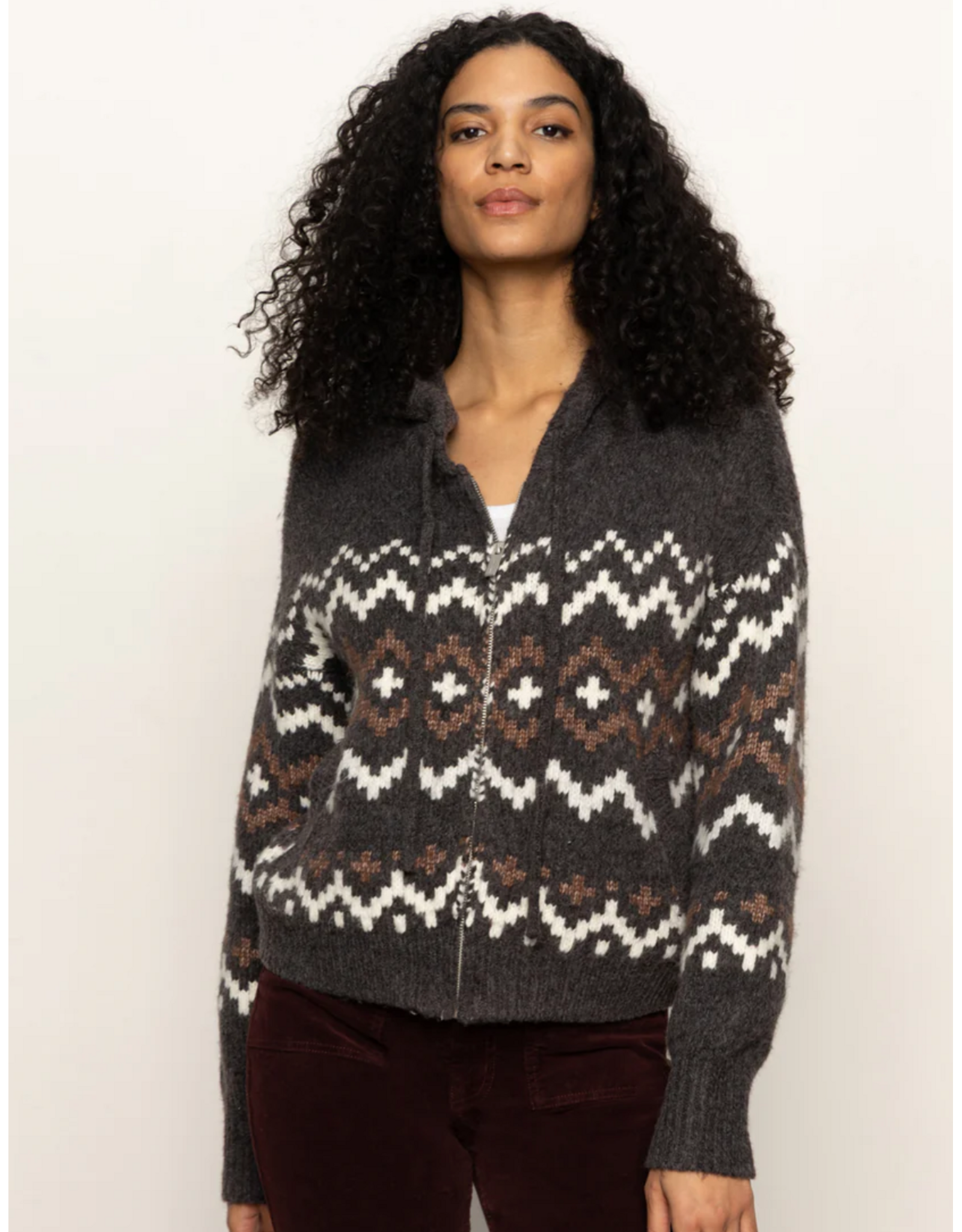 SANCTUARY:: ZIP UP FAIRISLE HOODIE