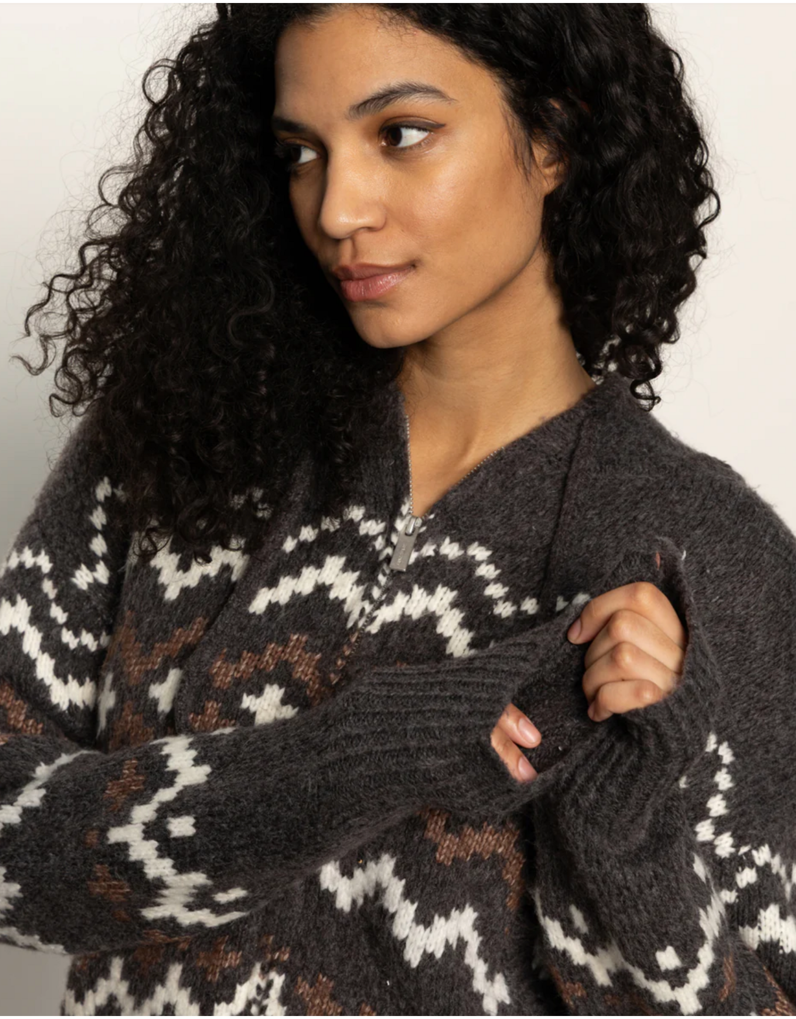 SANCTUARY:: ZIP UP FAIRISLE HOODIE