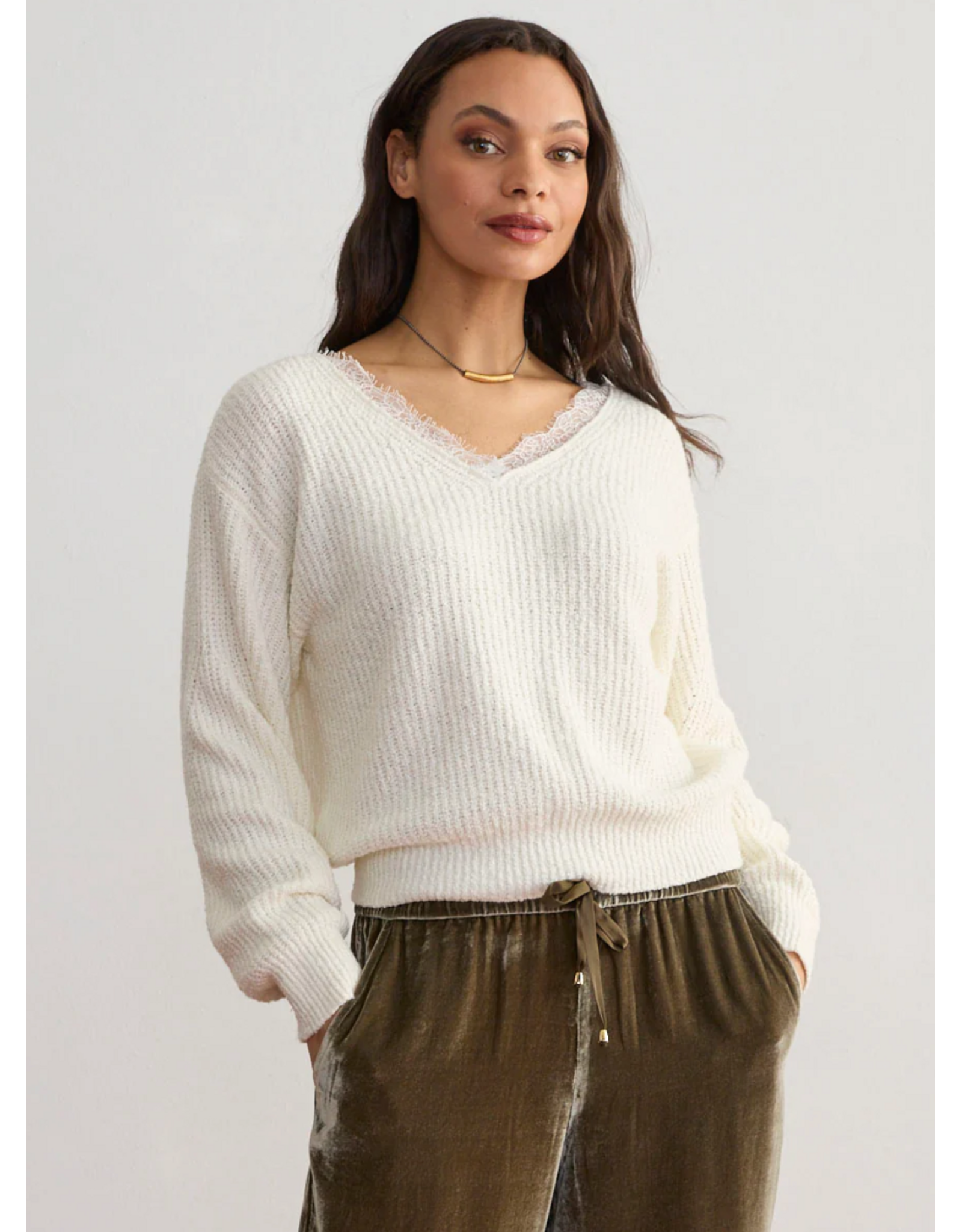 Margaret O'Leary MARGARET O'LEARY:: LACE V-NECK PULLOVER