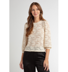 Red Haute RED HAUTE:: PUFF SLEEVE LACE BLOUSE (2 COLORS)