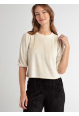 Red Haute RED HAUTE:: PUFF SLEEVE VELOUR TOP