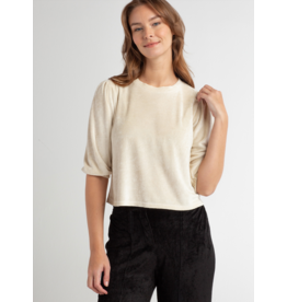 Red Haute RED HAUTE:: PUFF SLEEVE VELOUR TOP (2 COLORS)