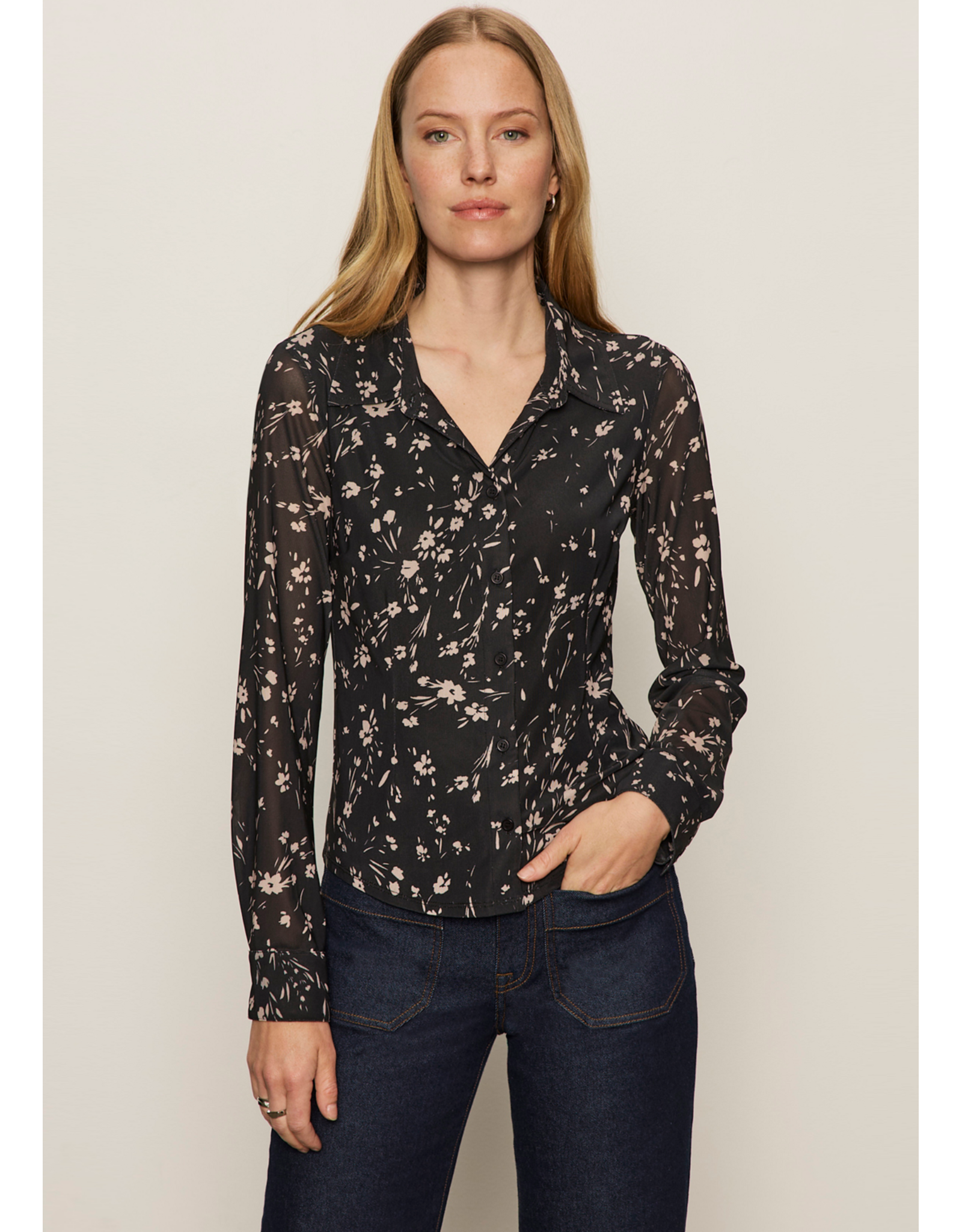 SANCTUARY:: FITTED MESH BUTTON DOWN