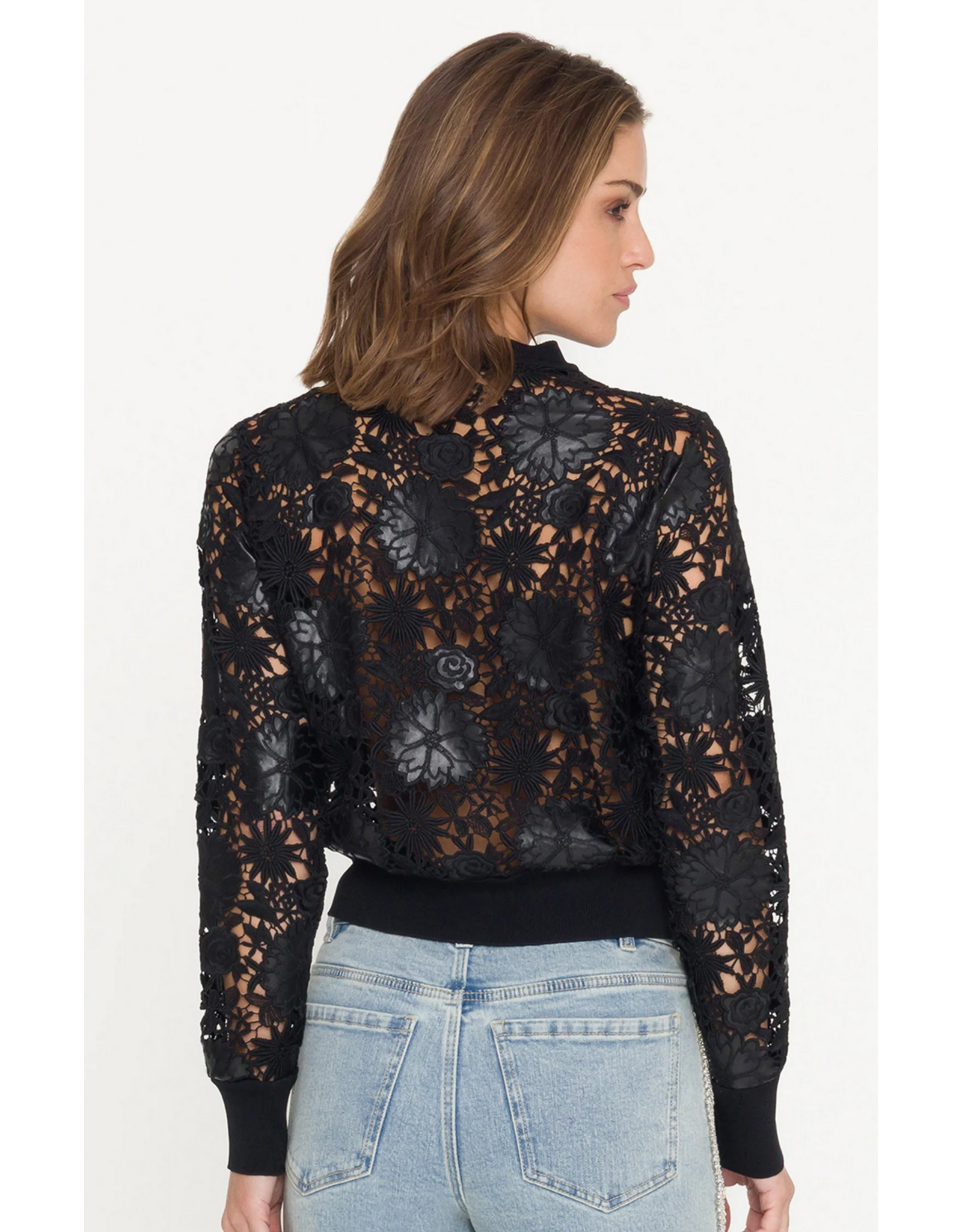 Generation Love GENERATION LOVE:: ERIN VEGAN LEATHER LACE CARDIGAN