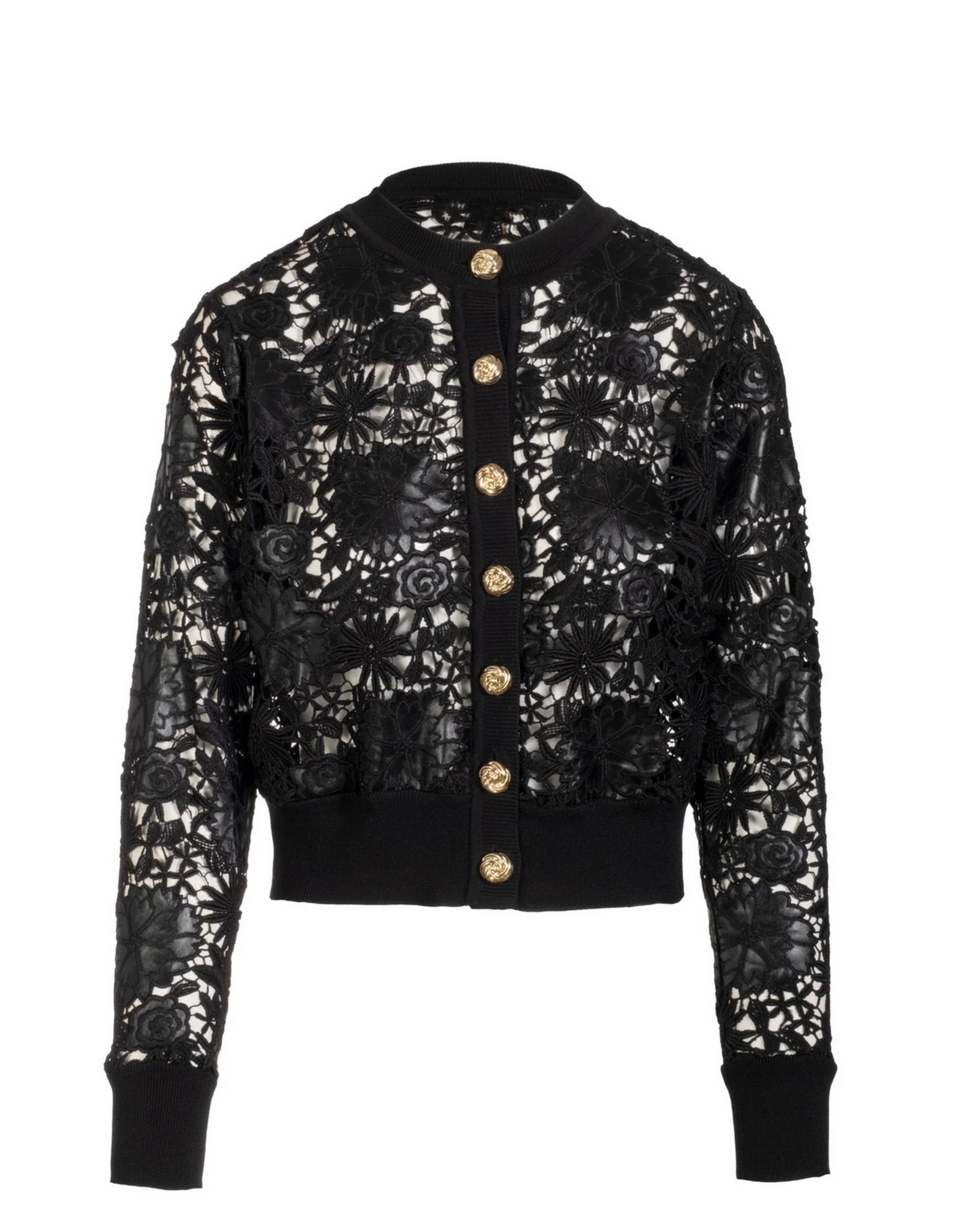 Generation Love GENERATION LOVE:: ERIN VEGAN LEATHER LACE CARDIGAN