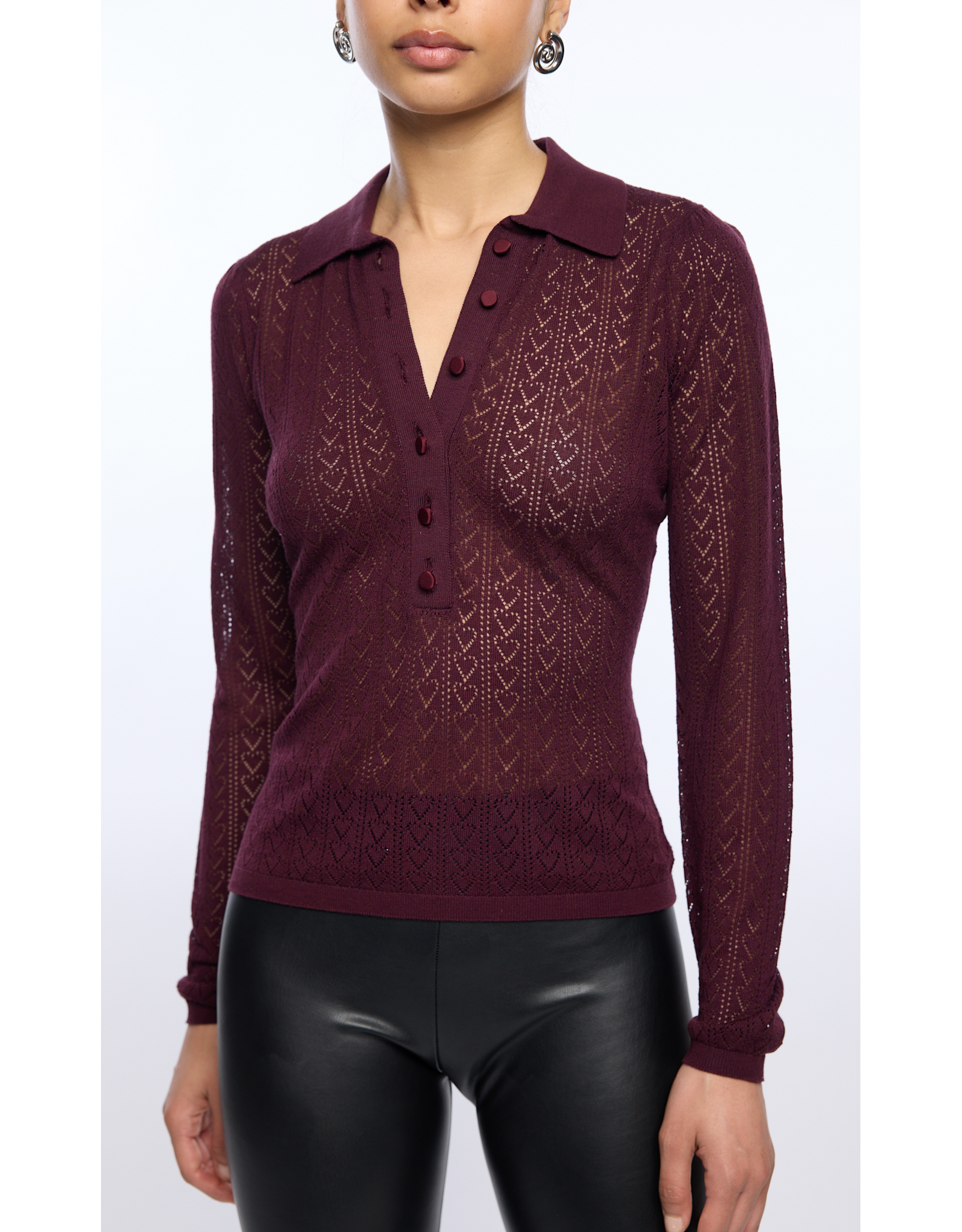 Generation Love GENERATION LOVE:: CHANNAH HEART POINTELLE SWEATER