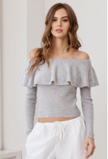 AUTUMN CASHMERE AUTUMN CASHMERE:: OFF THE SHOULDER RUFFLE TOP