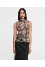ENZA COSTA ENZA COSTA:: PLAID MESH SLEEVELESS TWIST TOP