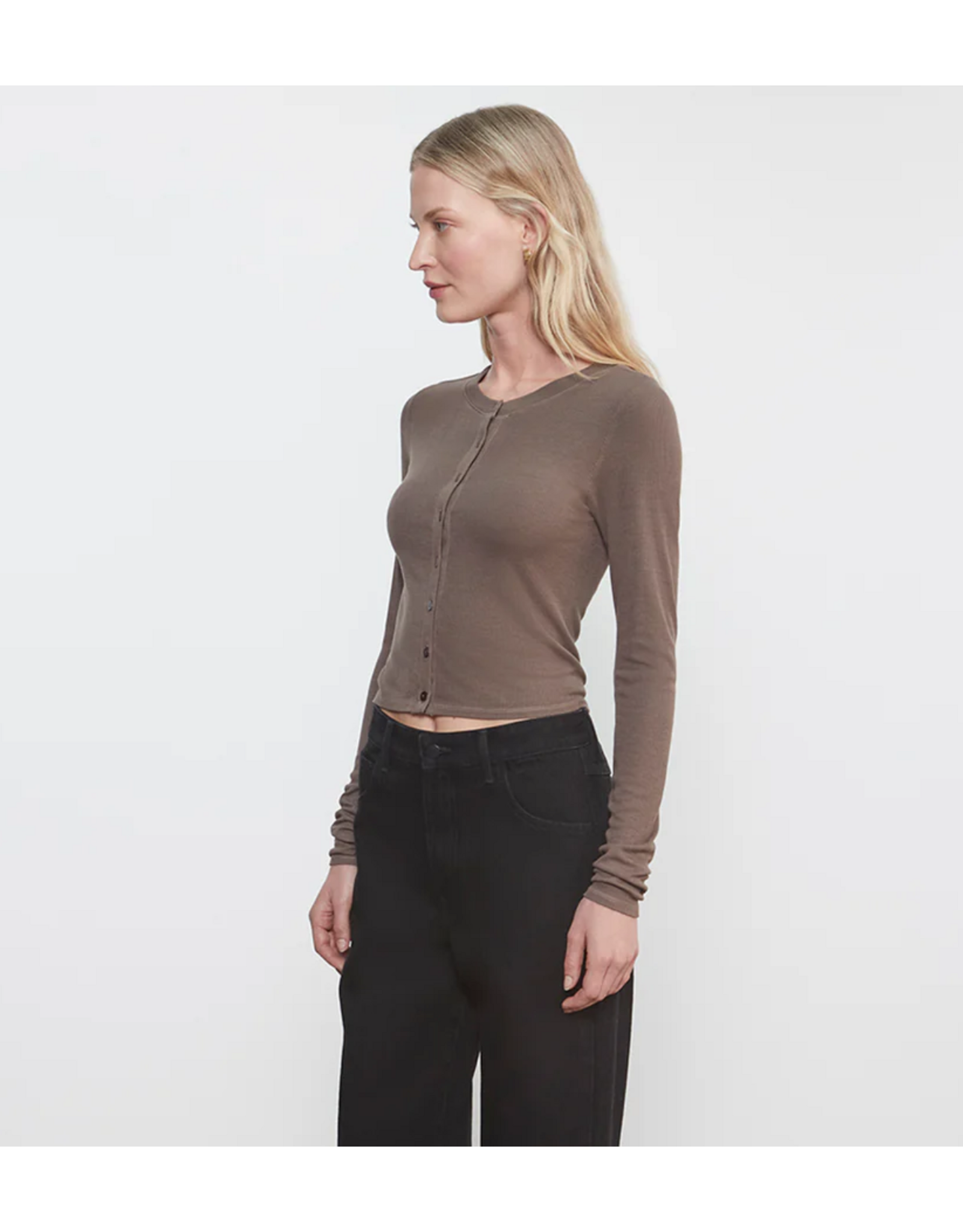 ENZA COSTA ENZA COSTA:: SILK RIB ESSENTIAL CARDIGAN