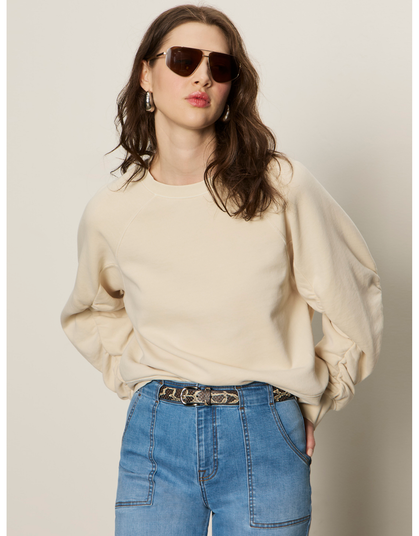 SANCTUARY:: SHIRRED SLEEVE SWEATSHIRT