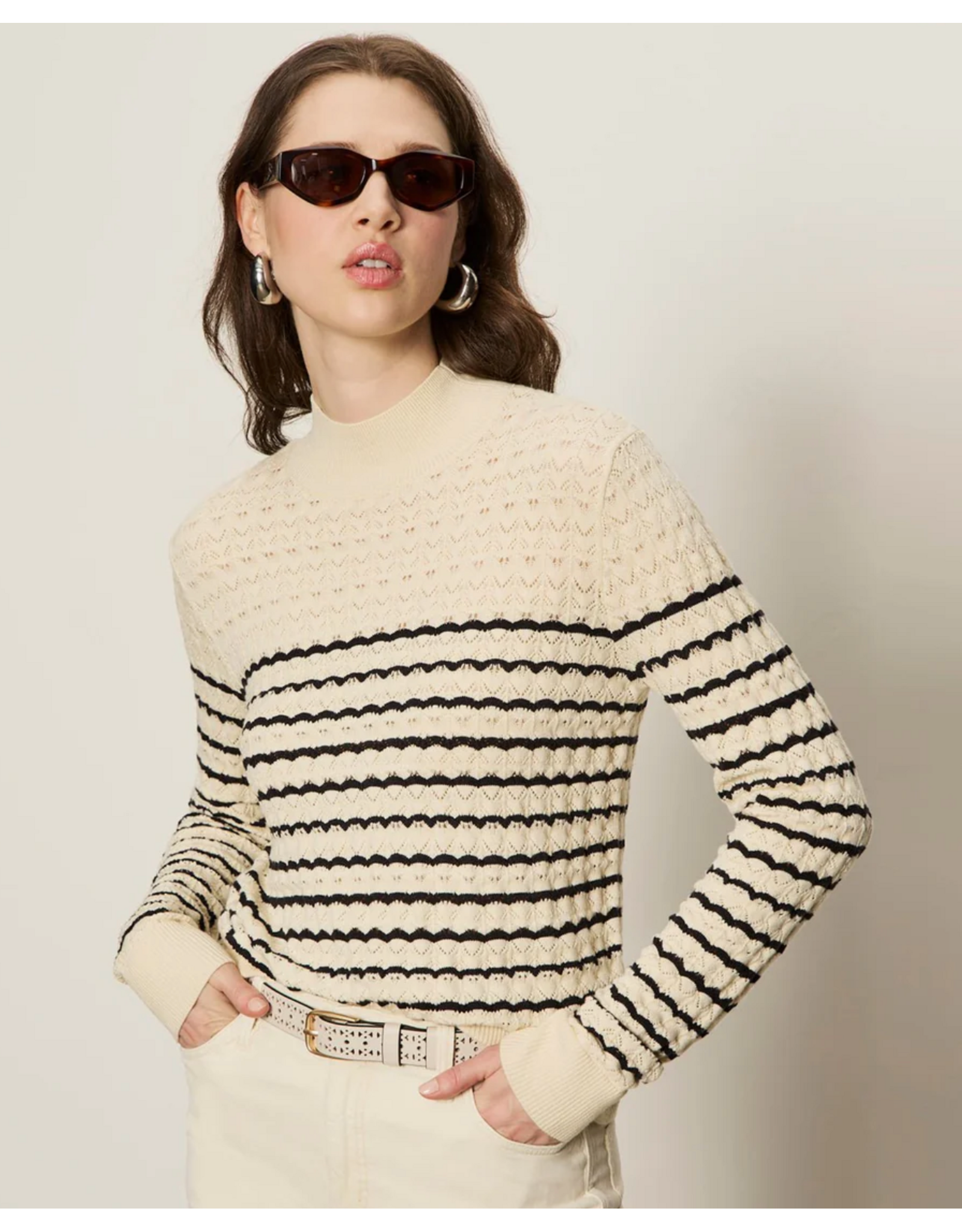 SANCTUARY:: FOREVER STRIPE MOCK NECK