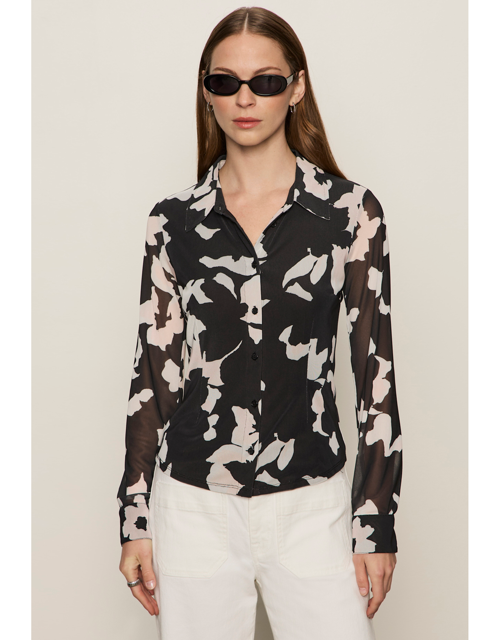 SANCTUARY:: FITTED MESH BUTTON DOWN