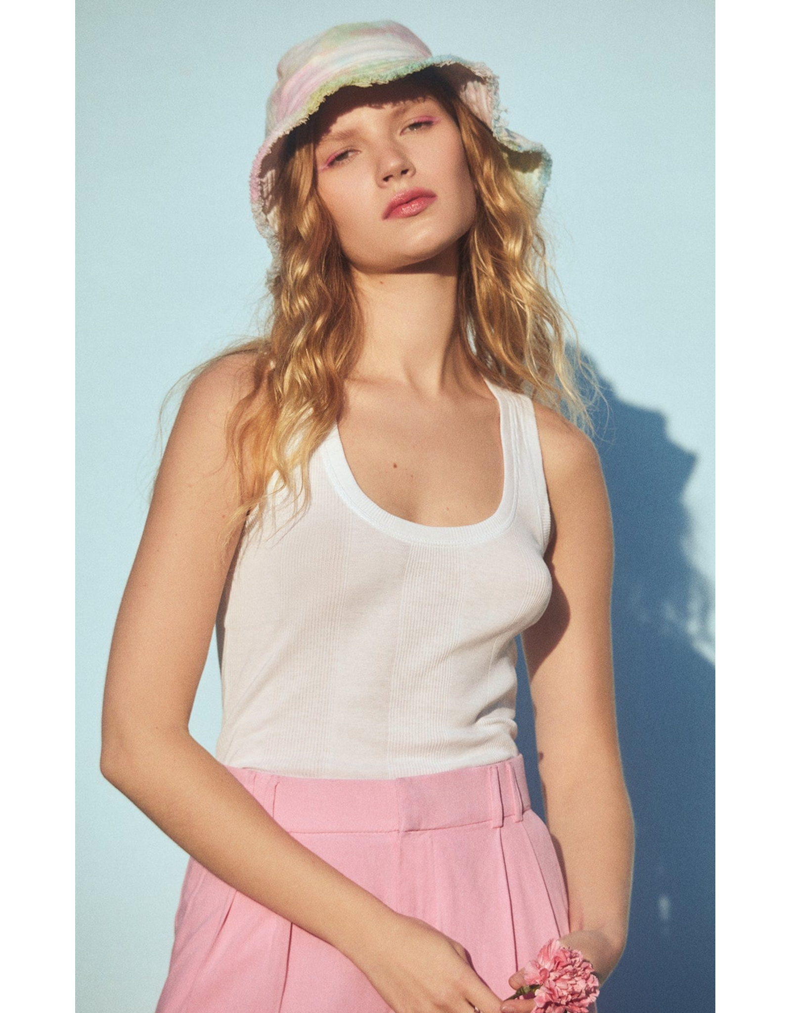 GOLDIE GOLDIE:: VARIEGATED RIB CROP TANK