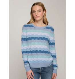 AUTUMN CASHMERE AUTUMN CASHMERE:: TONAL WAVY POINTELLE STRIPE CREW