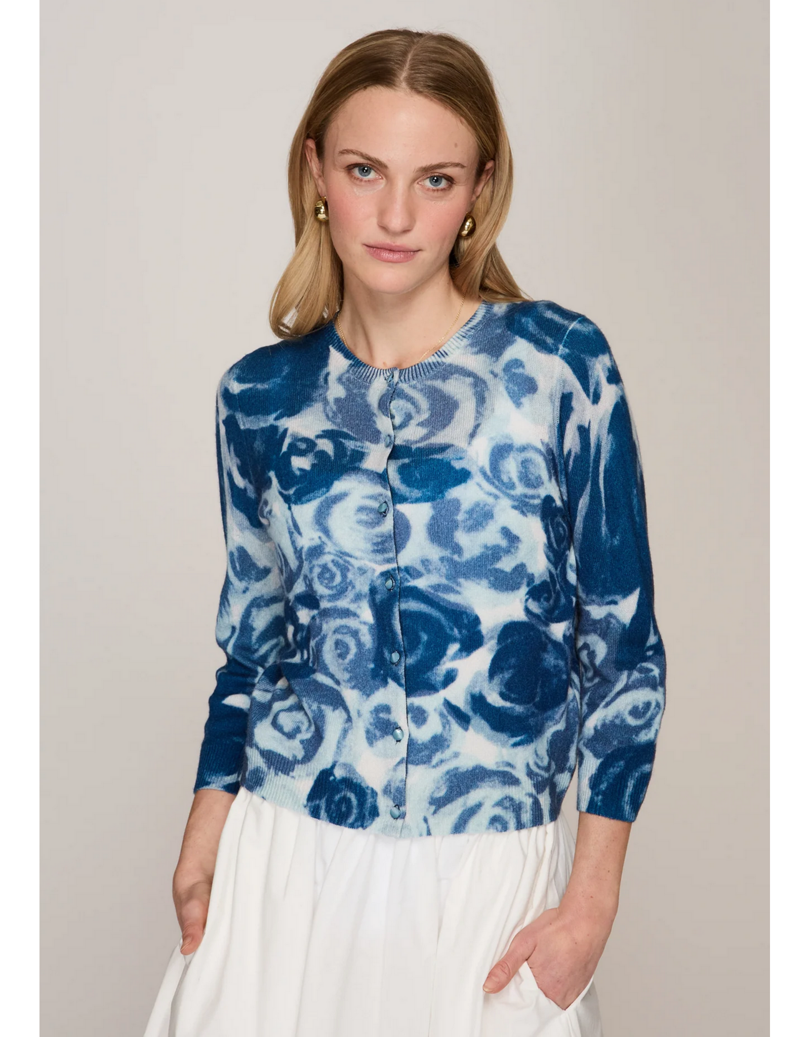 AUTUMN CASHMERE AUTUMN CASHMERE:: WATERCOLOR ROSE BABY CARDIGAN