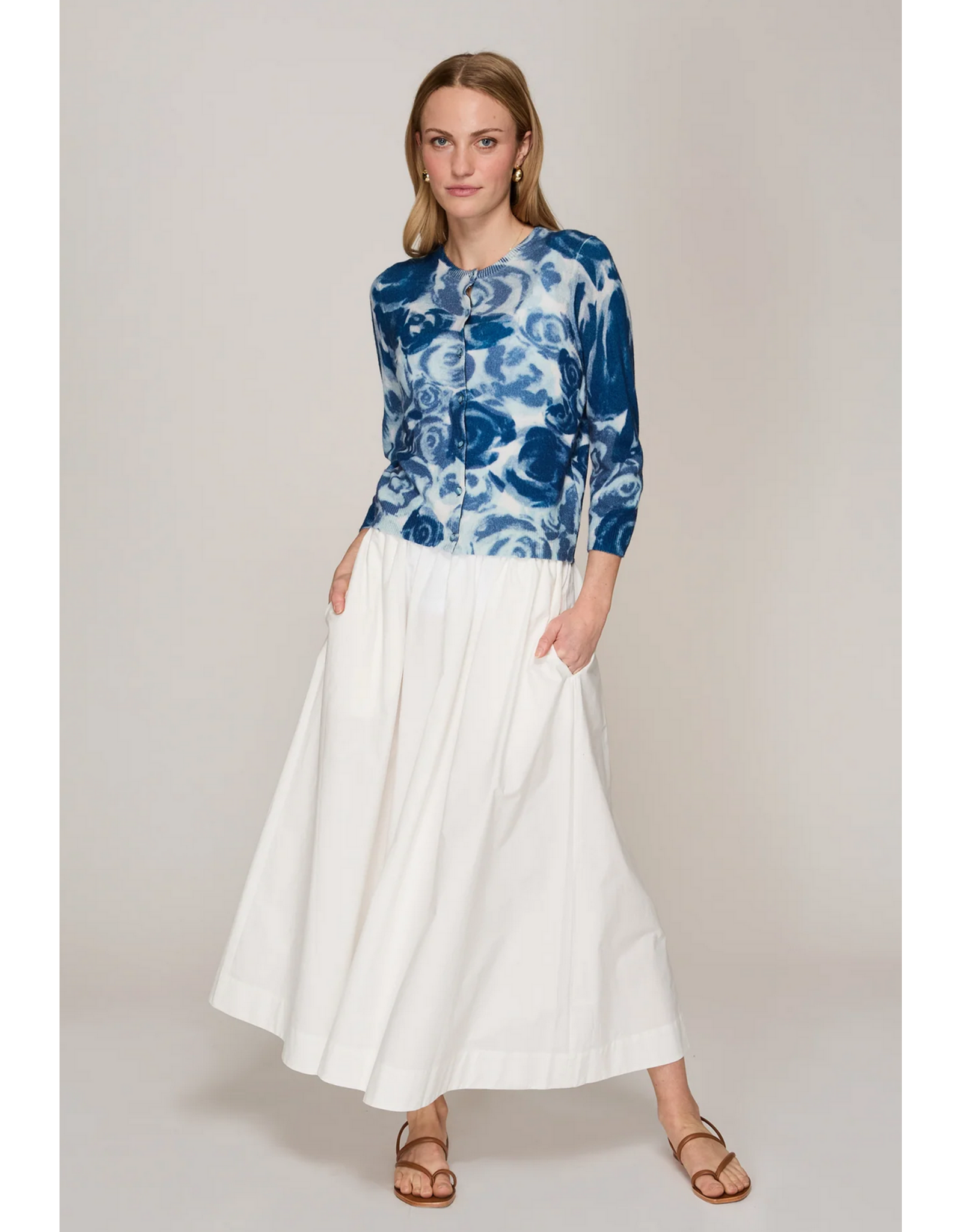 AUTUMN CASHMERE AUTUMN CASHMERE:: WATERCOLOR ROSE BABY CARDIGAN