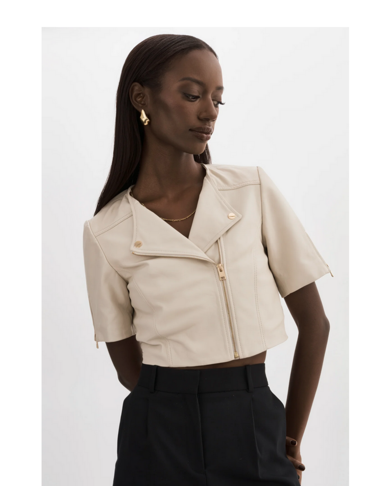 LAMARQUE LAMARQUE:: KIRSI CROPPED BIKER JACKET