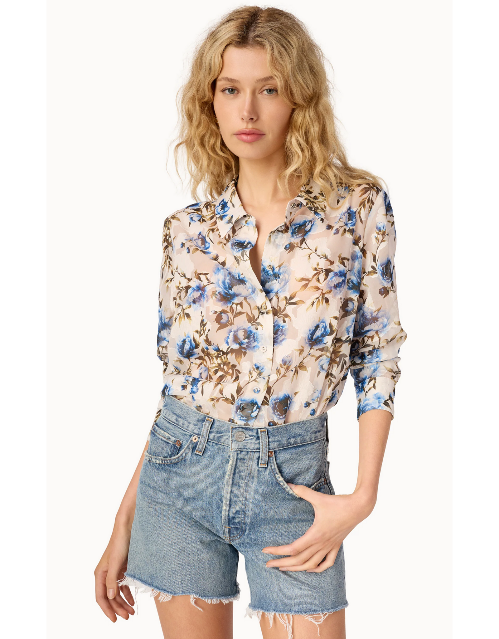 CAMI NYC CAMI NYC:: CROSBY BURNOUT CHIFFON BLOUSE