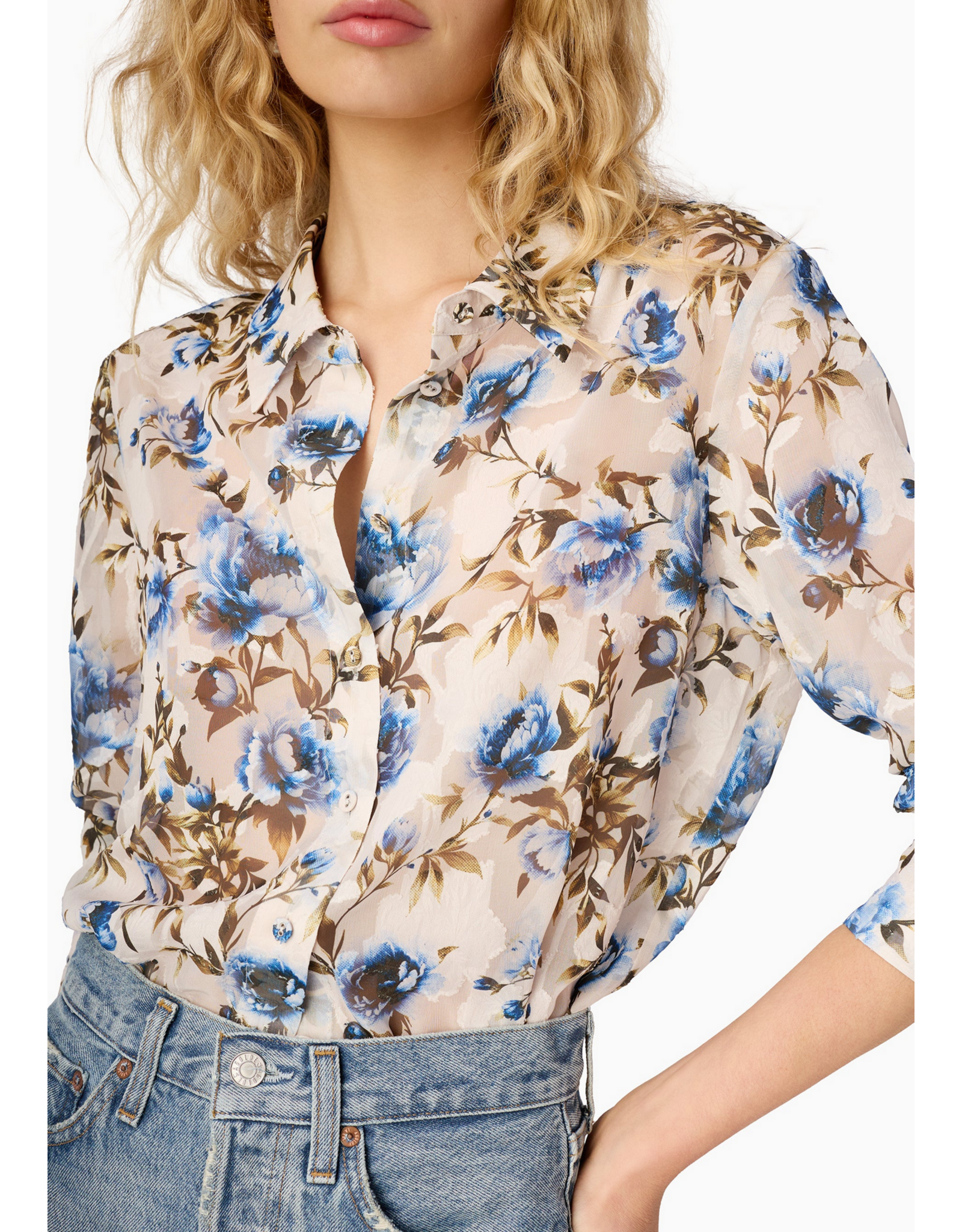 CAMI NYC CAMI NYC:: CROSBY BURNOUT CHIFFON BLOUSE