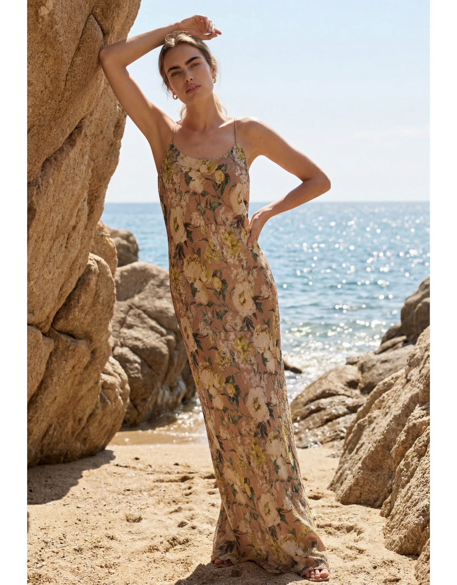 CAMI NYC CAMI NYC:: LUANNA METALLIC CHIFFON MAXI DRESS