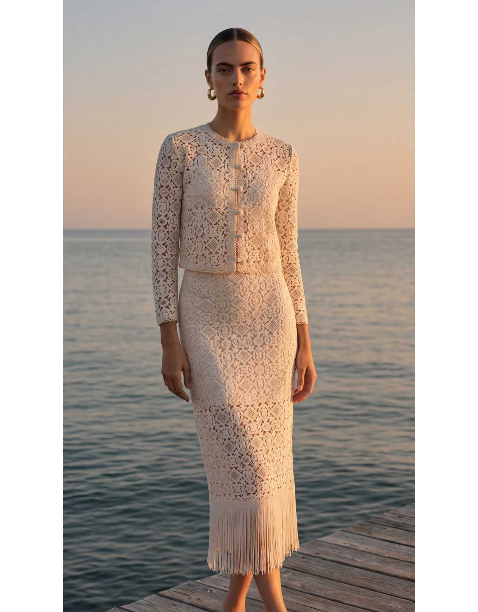 CAMI NYC CAMI NYC:: VENEZIA CROCHET MIDI SKIRT