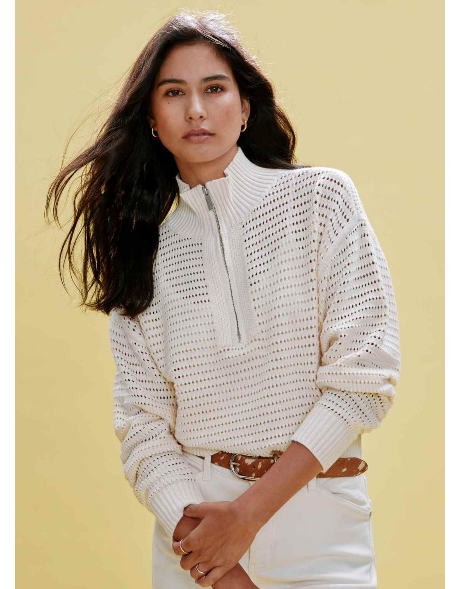 SANCTUARY:: OPEN KNIT HALF ZIP SWEATER