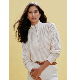 SANCTUARY:: OPEN KNIT HALF ZIP SWEATER