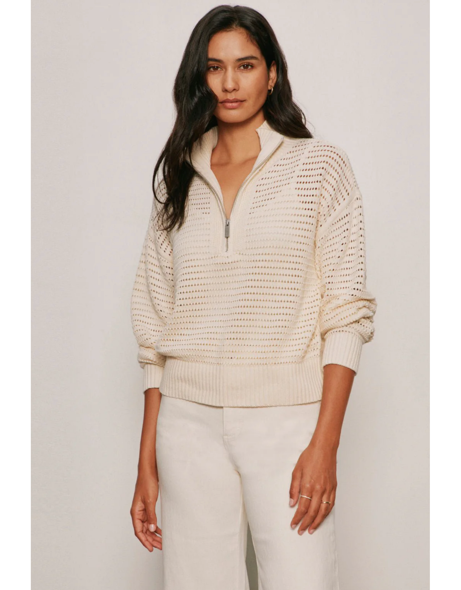 SANCTUARY:: OPEN KNIT HALF ZIP SWEATER