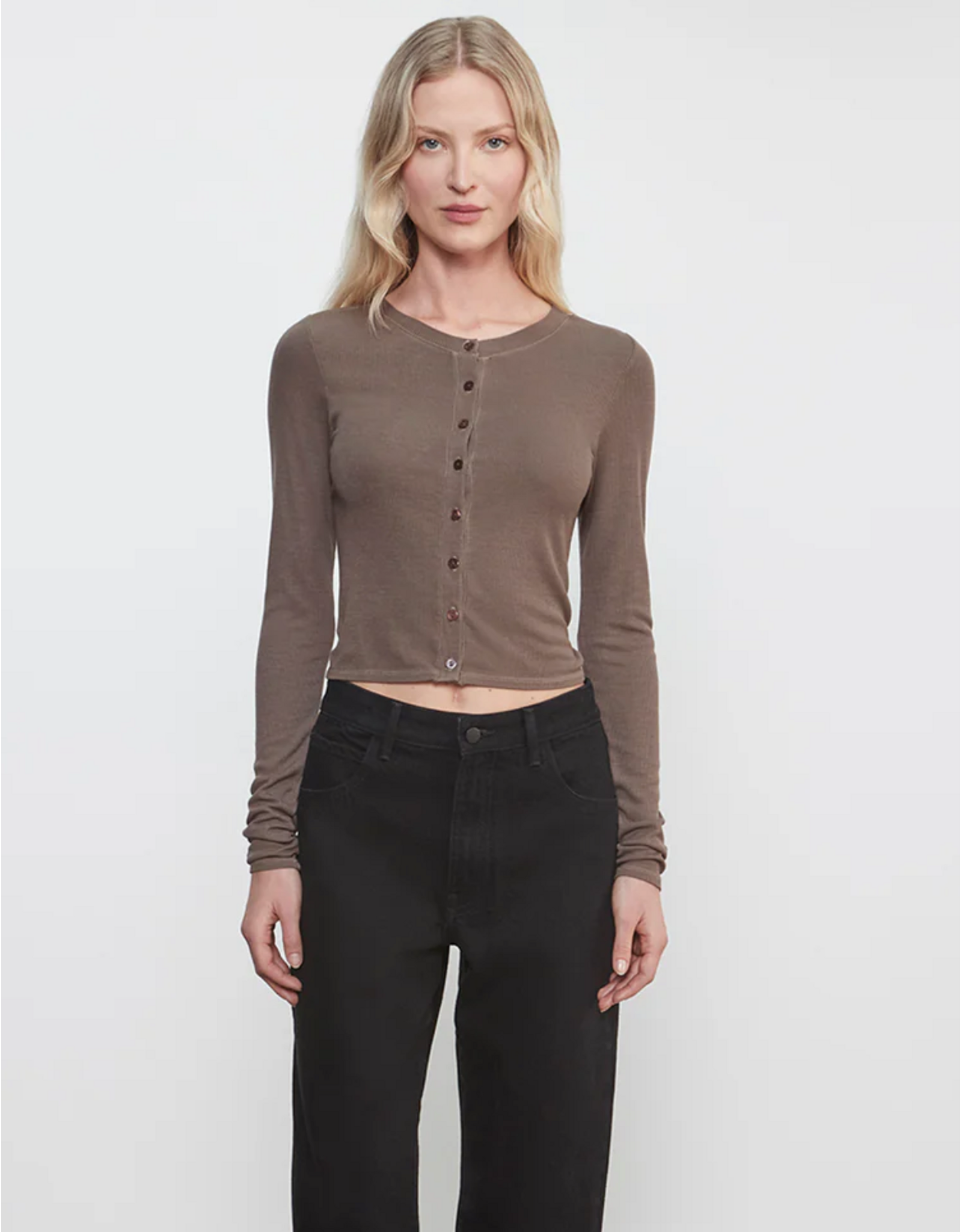 ENZA COSTA ENZA COSTA:: SILK RIB ESSENTIAL CARDIGAN