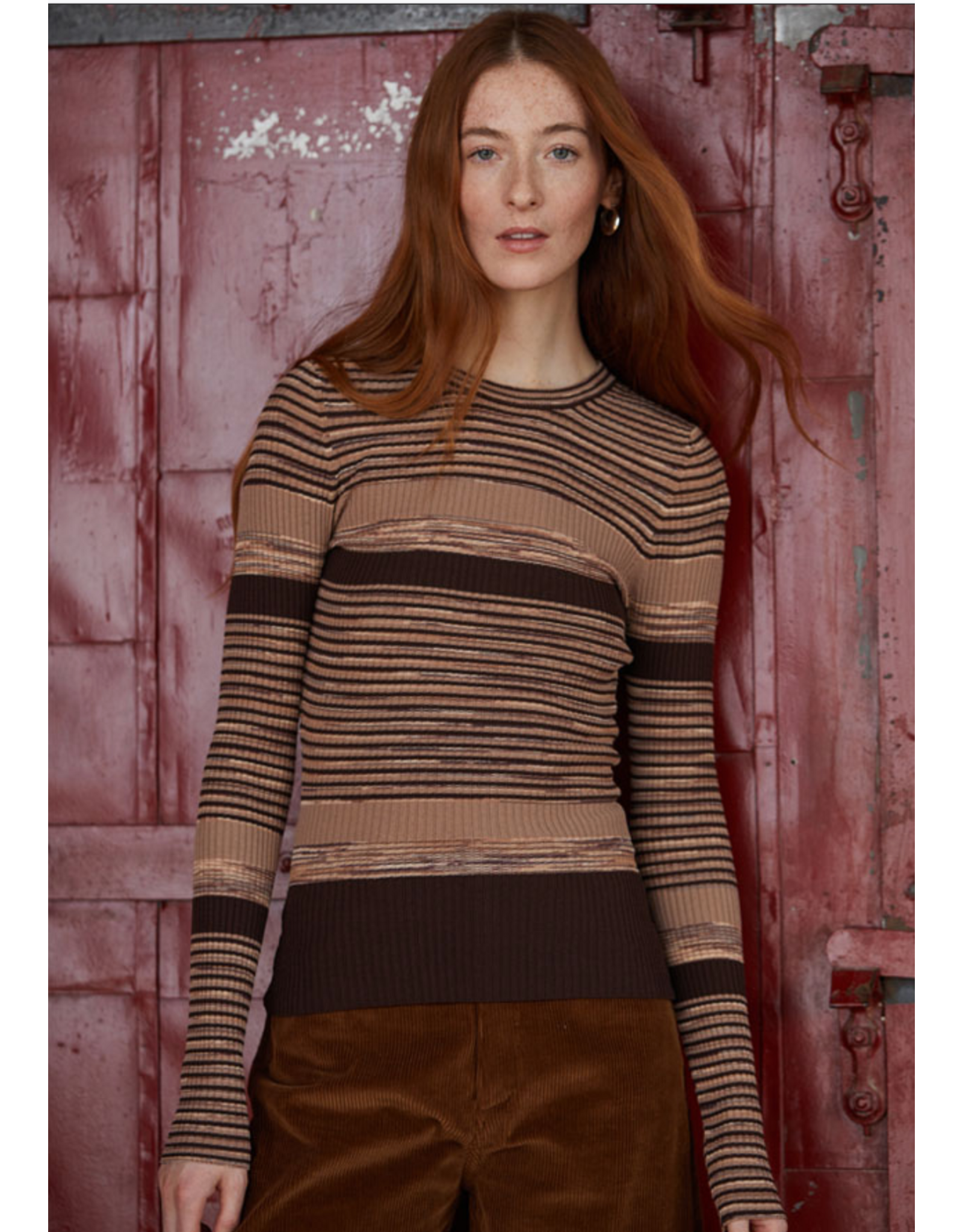 AUTUMN CASHMERE AUTUMN CASHMERE:: SPACE DYE STRIPED CREW