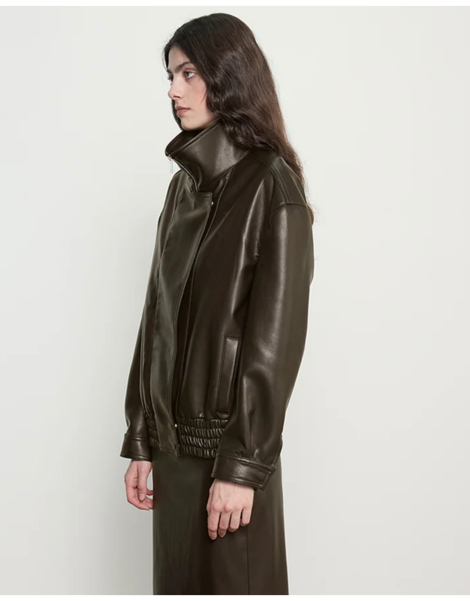 ENZA COSTA ENZA COSTA:: FUNNEL NECK LEATHER JACKET
