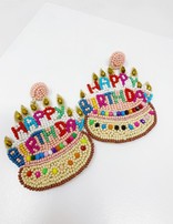golden stella Happy Birthday Cake Earrings
