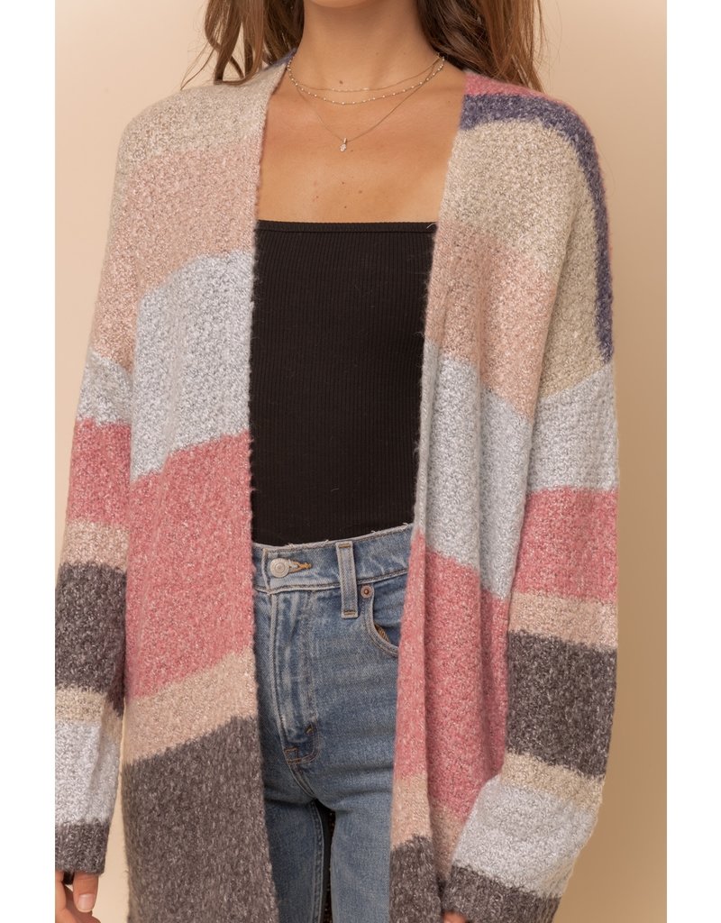hem and thread long open cardigan