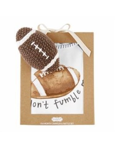 Football Knit Rattle Gift Set