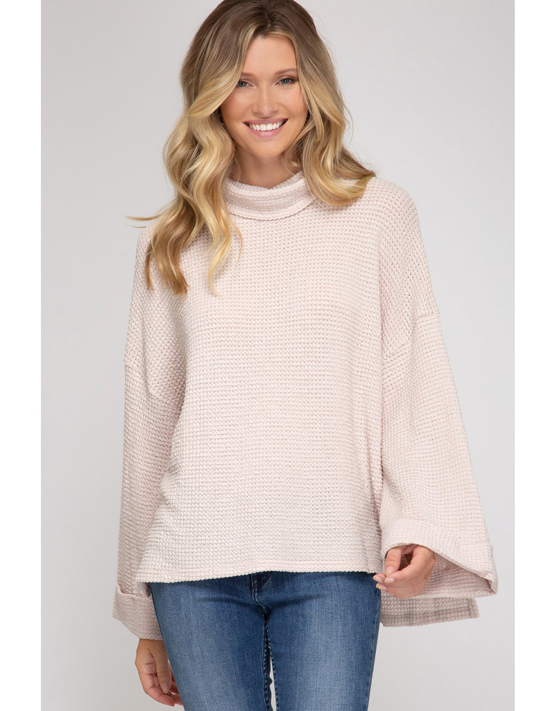 She & Sky LS Cuff Turtle Neck Thermal Top