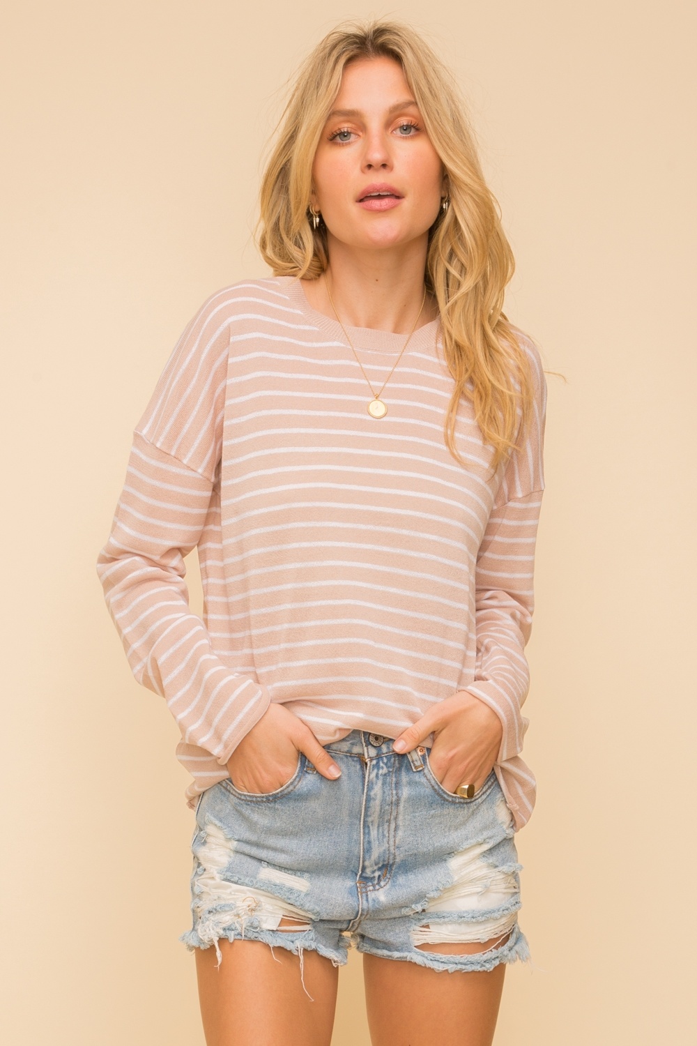 Hem & Thread Oversized Pin Stripe Sweater Top