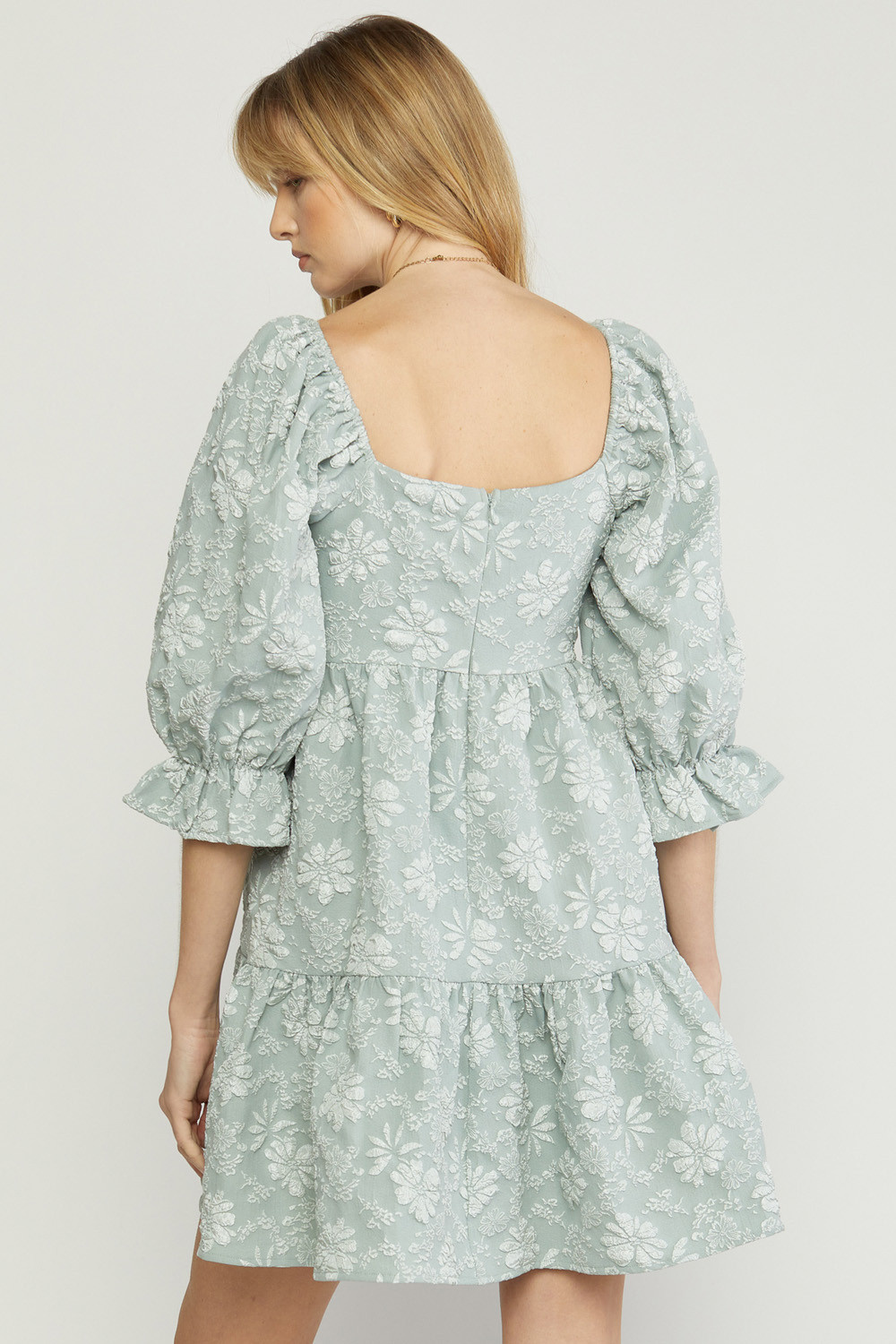Entro USA Floral Square Neck Tiered Dress