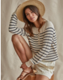 By Together Knit Round Neck LS Striped Sweater Top